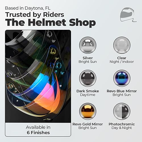 Miniatura 7 de The Helmet Shop HJ-31 Revo Gold - Visera para casco de motocicleta compatible con HJC i10 e i70  Escudo de repuesto listo para pinlock  Visera de