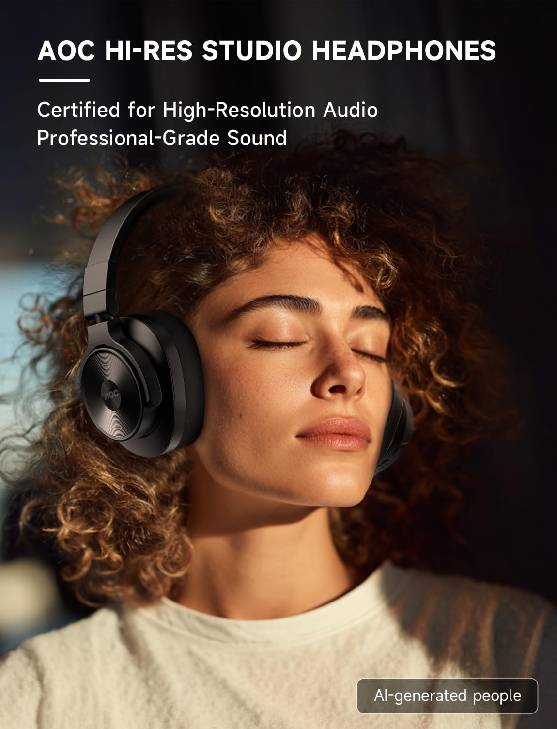 AOC Auriculares con cable, auriculares para monitor de estudio DJ con 72 horas de reproducción, conector de 3,5 mm/6,35 mm, cable en espiral desmontable para mezclar, grabar, podcast, amplificador de