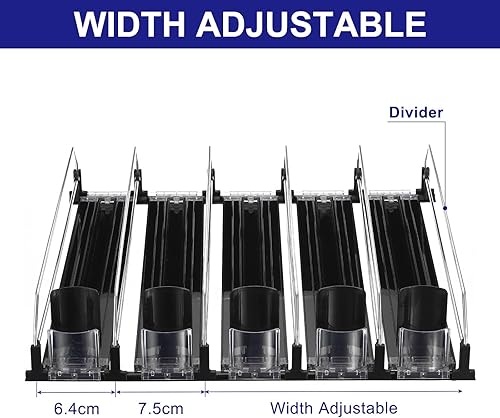 Miniatura 4 de uxcell Organizador de bebidas de 3 piezas para refrigerador, organizador de latas de soda autoempujable, ancho ajustable, dispensador de bebidas,