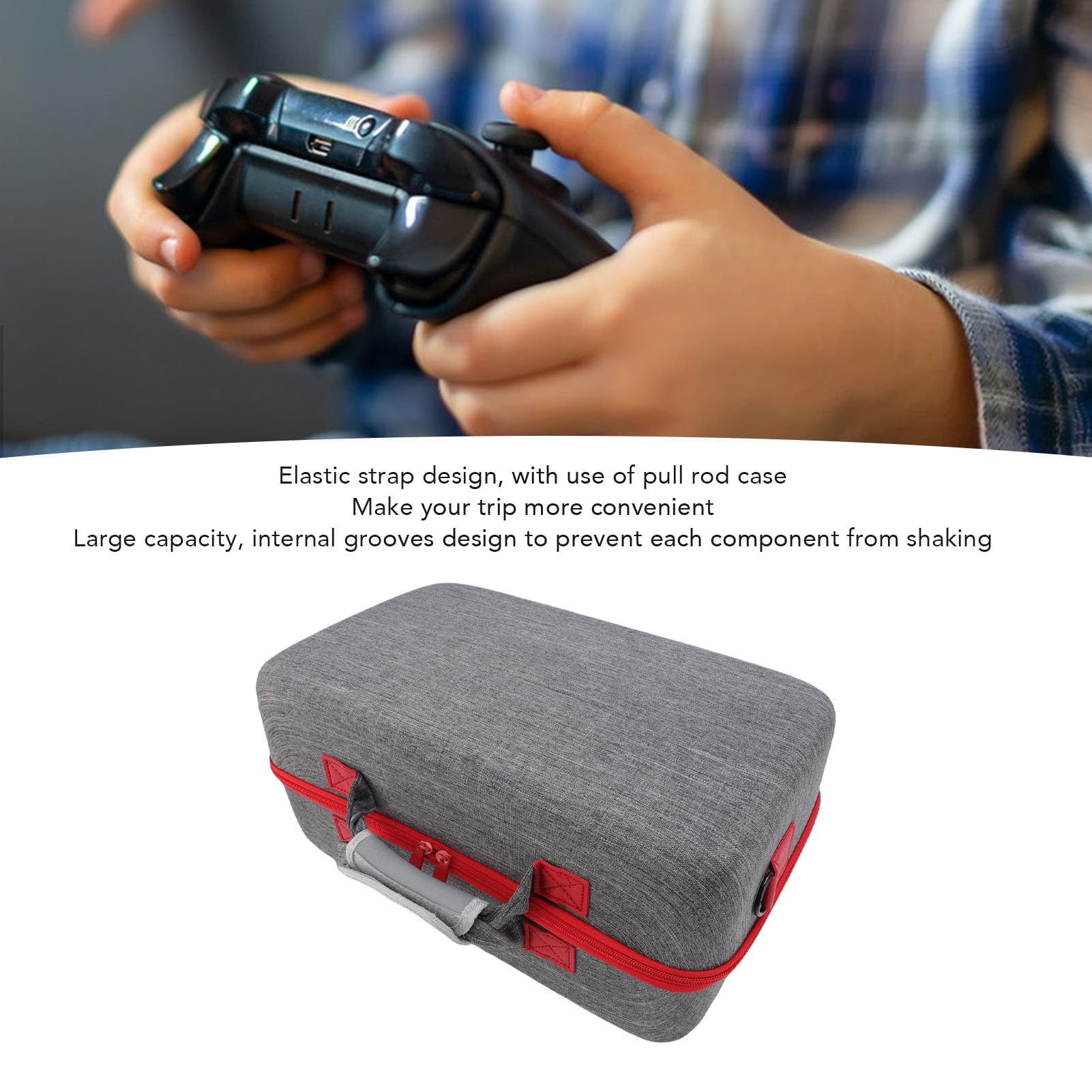 Borsa da Viaggio Portatile di una Console di Gioco, Console Protettiva impermeabile. Scatola di Trasmissione Dura per Cavi per Cuffie Verticali Controller (GREY)