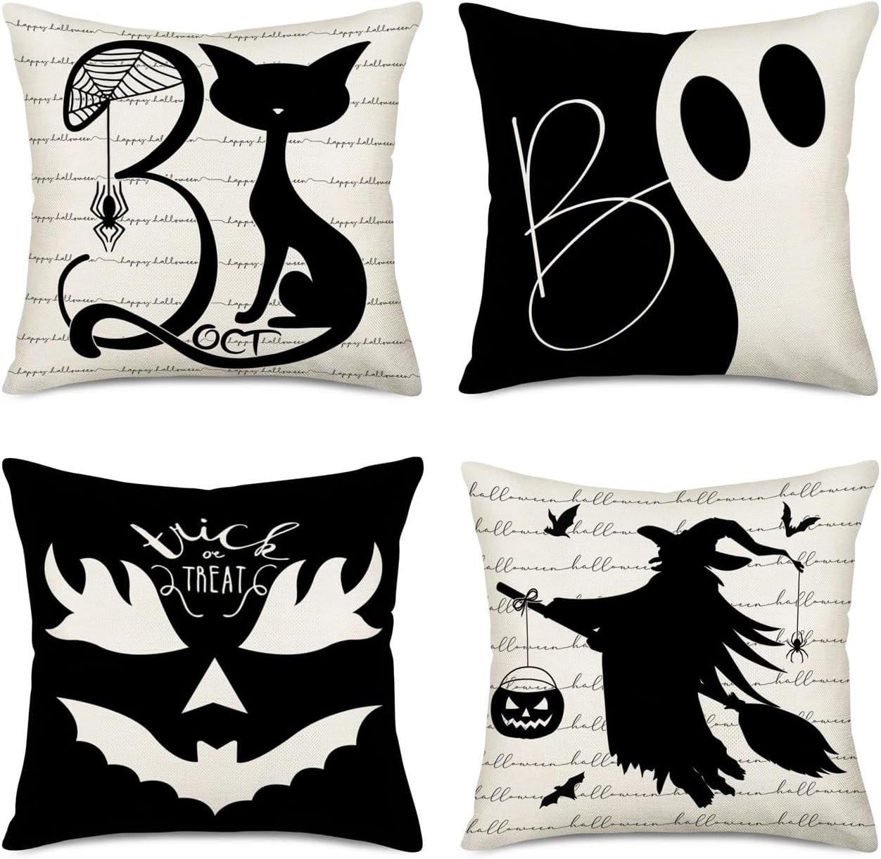 Thanksgiving Turkey Pumpkin Throw Pillow Cover 20x20 Inch Set of 4 Vintage Fall Harvest Sunflower Autumn Farmhouse Decorative Pillow Cases Cotton Linen Cushion Cover for Sofa Couch