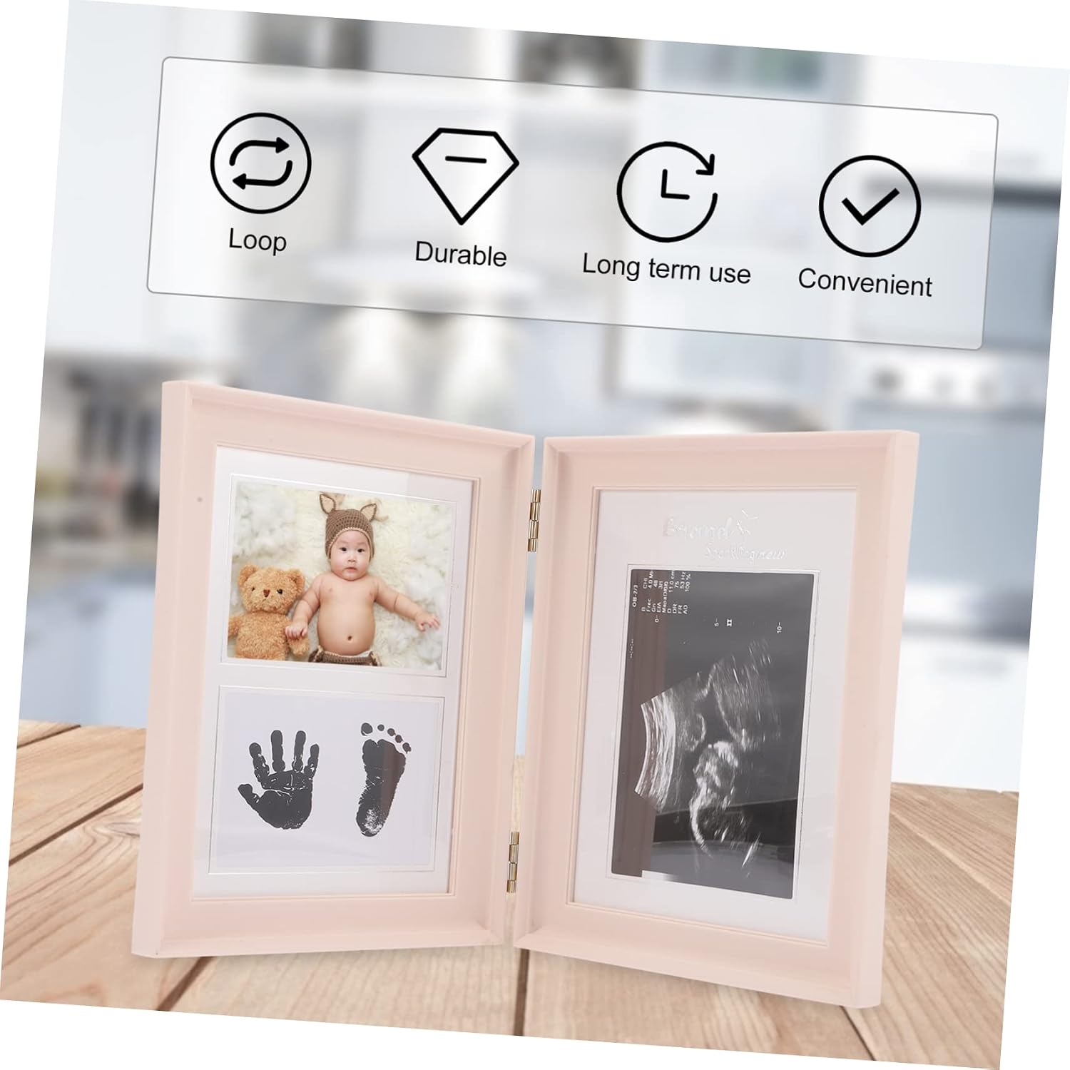 B Super Photo Frame Book Baby Frame Baby Keepsake Hand Footprint Photo Frame Family Impression Kit Book Photo Display Frame Infant Picture Frame Fold