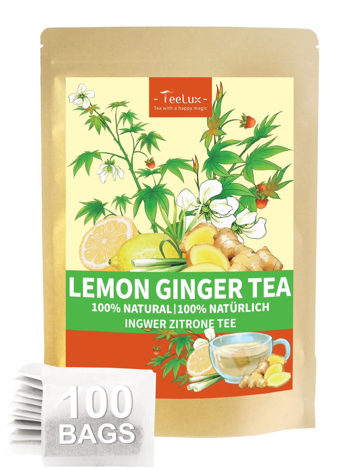 TeeLux Dandelion Leaf & Root Tea Bags 100 Count, Vegan, Rich Flavor, Premium Dandelion Tea, Natural Caffeine Free Herbal Tea — view 45