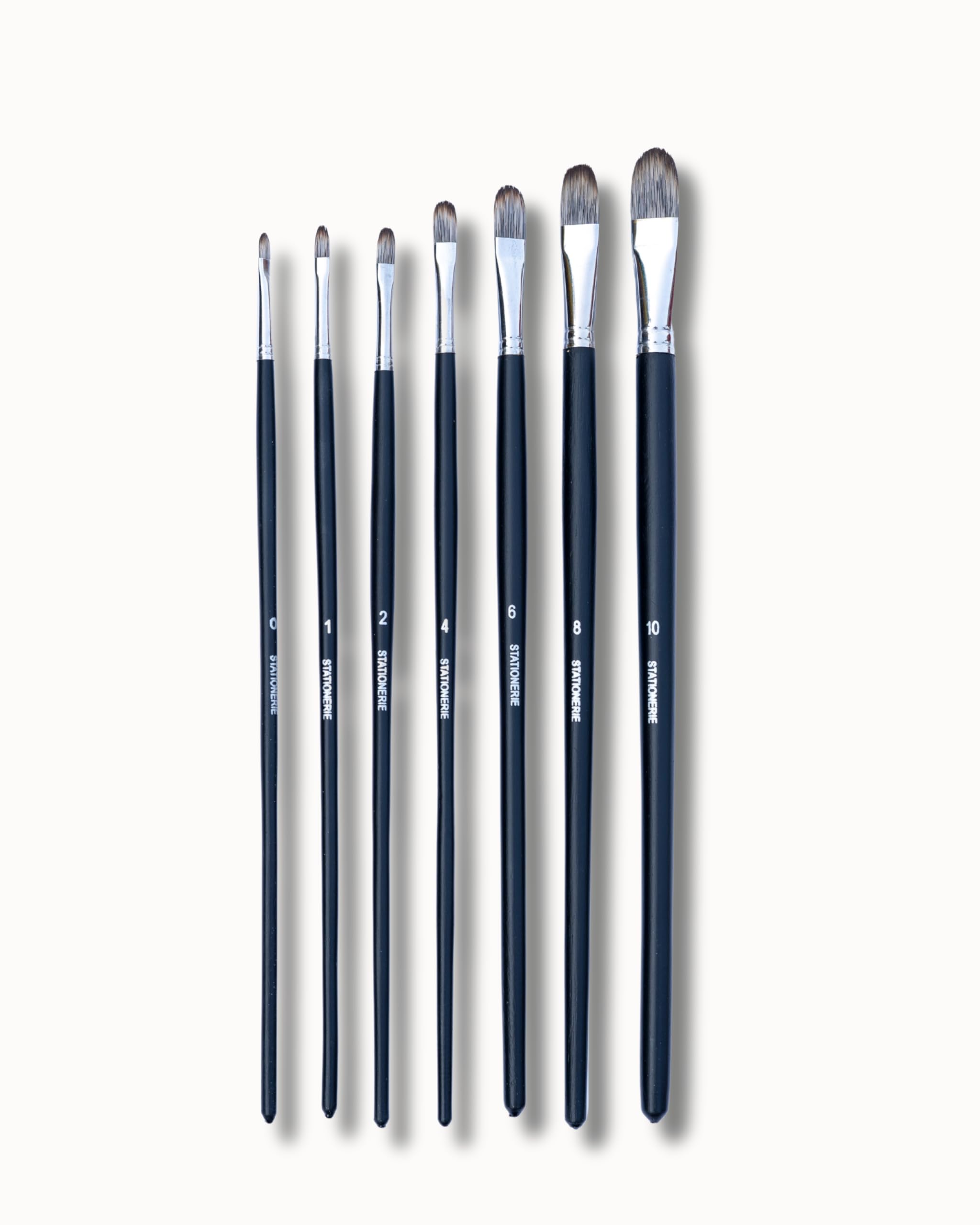 Stationerie Filbert Paint Brushes Set/Handmade Professional Artist Long Handle Painting Brush Set for Acrylic, Watercolor, & Gouache Painting (7 Filbert Brushes)(Matt Black) 3