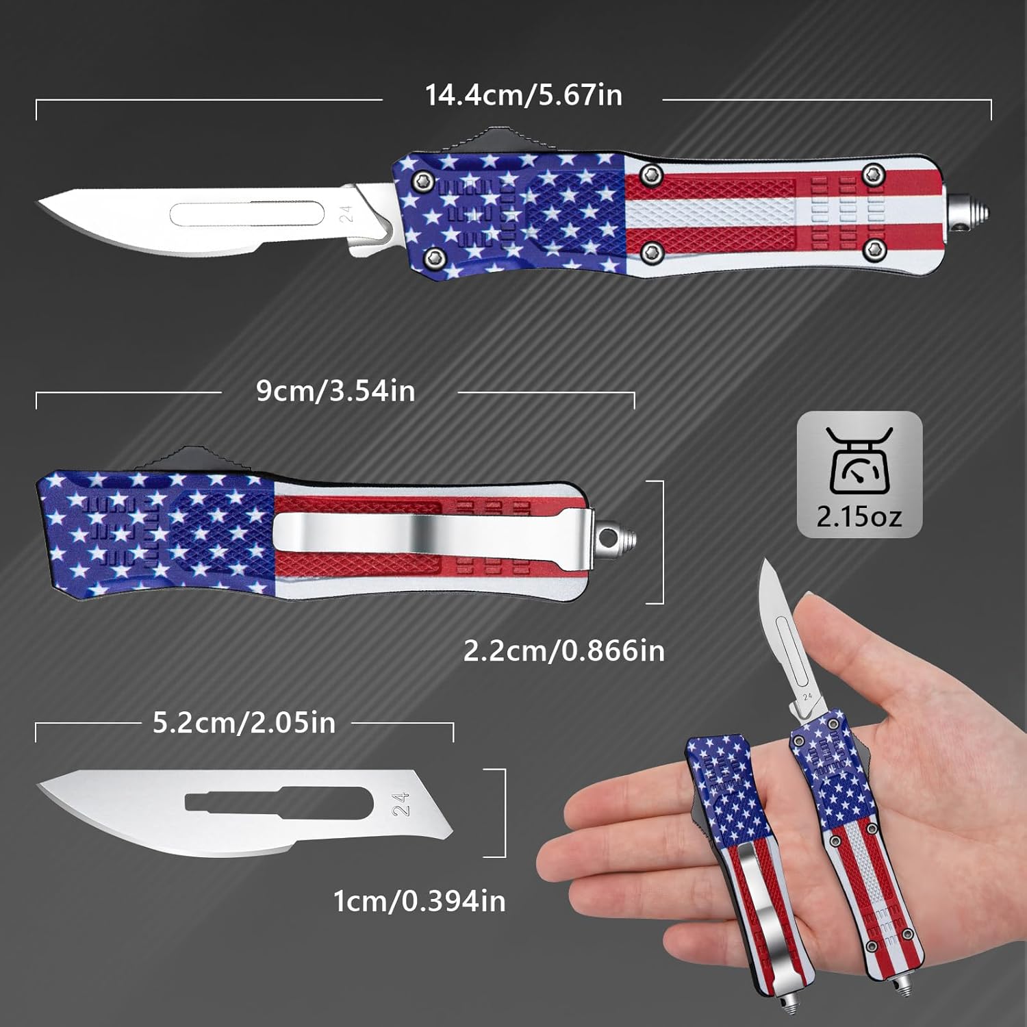 Utility Knife, All-Metal Manual Sliding Box Cutter with Quick-Change Blade Design, Folding Pocket Utility Tool with 10pcs #23 Replacement Blades