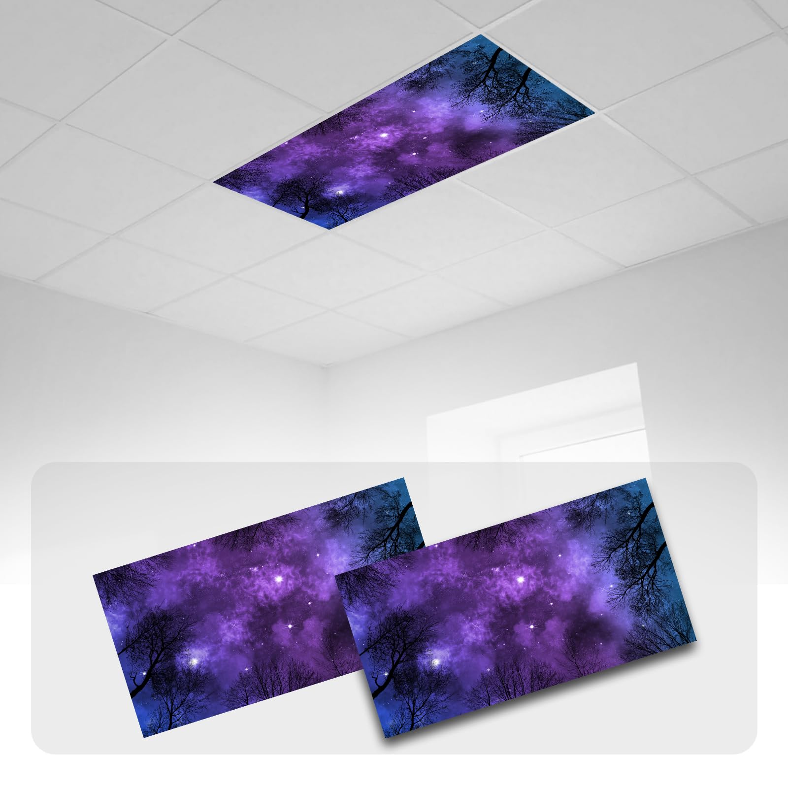 2 Pcs Fluorescent Light Covers with 20 Magnets Decorative for Classroom Ceiling Light 4 x 2 Feet Magnetic Light Covers Filter Easy Install for Office Hospitals &amp; Home Drop Ceiling Supplies