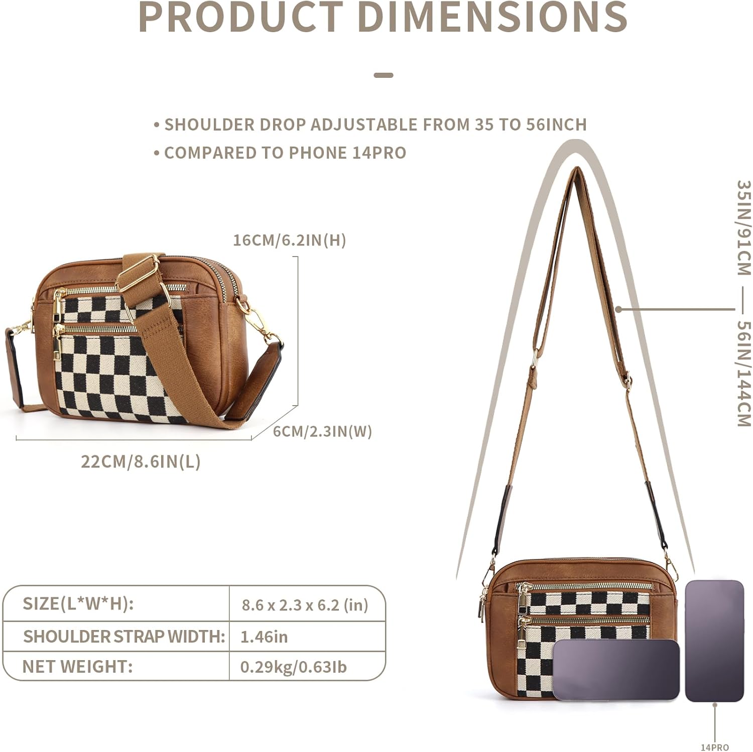 ARGINAO quliting seam Crossbody Bag for Women Vegan Leather Shoulder Bag with Embroidered Strap