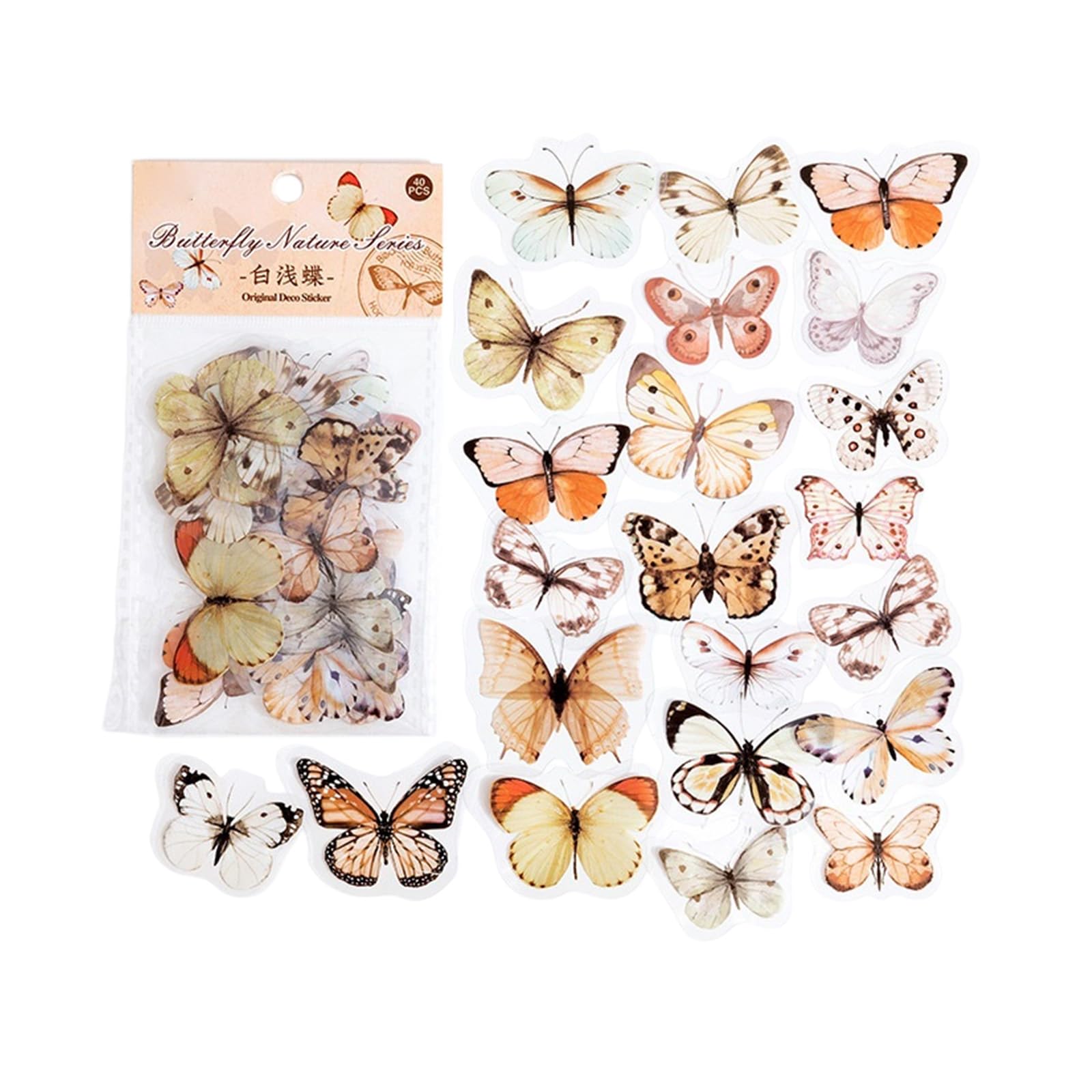 320Pcs Buttery Theme Sticker Waterproof PET Sticker for Scrapbook Journal Notebook Diaries Phone Cover Laptop Snowboard Buttery