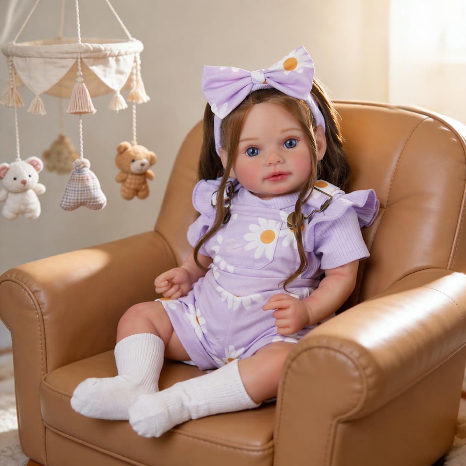 BABESIDE Bambola Realistica 50 cm per Bambina Corpo in Tessuto Morbido Testa e Arti in Vinile, Occhi Aperti, Abito Carino con Accessori, Giocattolo e Oggetto da Collezione per Bambini dai 3 Anni in Su