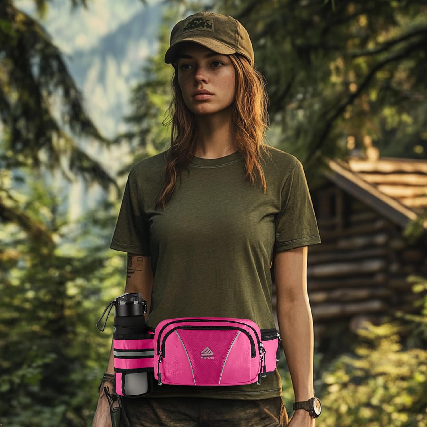Fanny Pack for Men Women Waist Bag with Water Bottle Holder for Hiking, Travel,Dog Walking, Workout (Pink) - Image 6