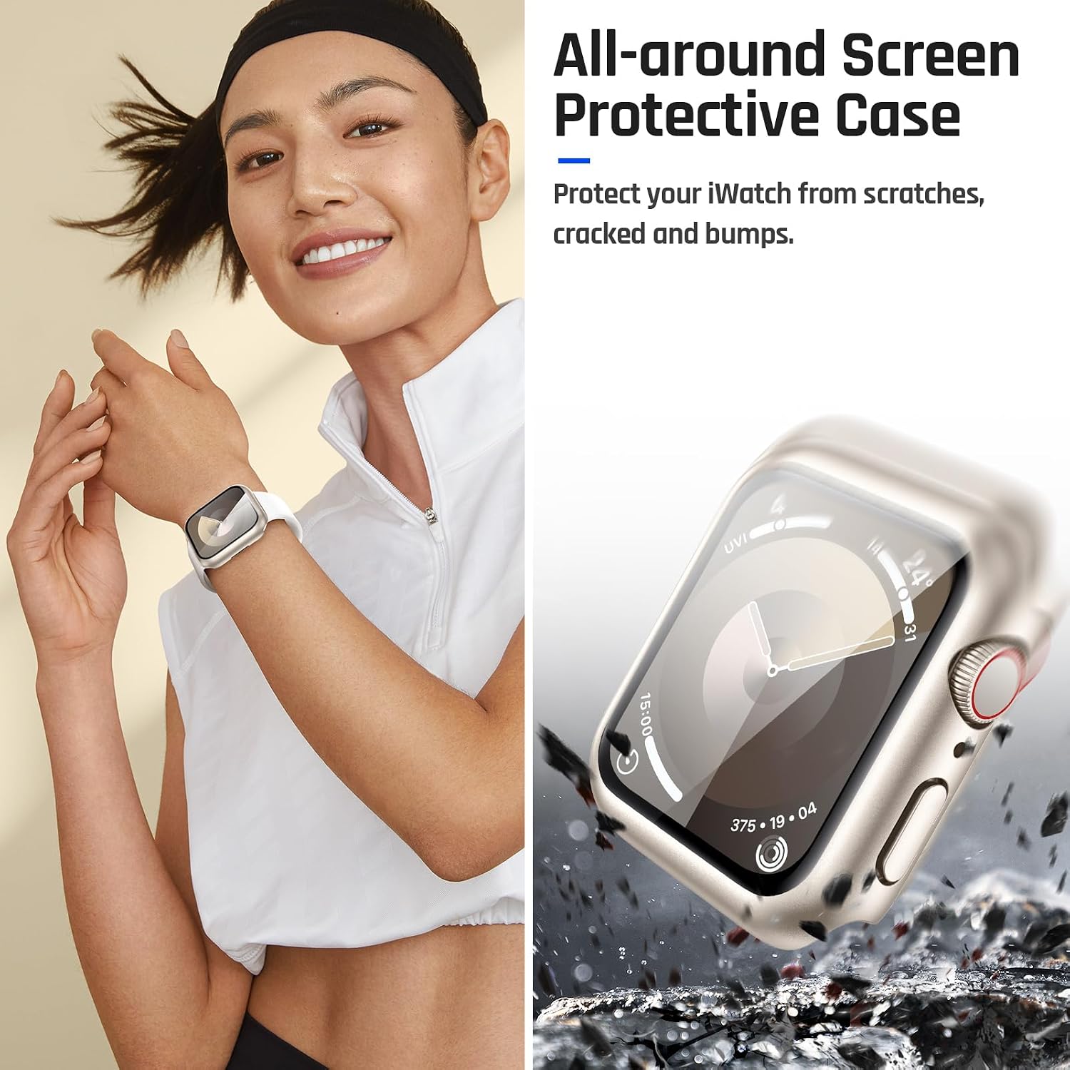 Goton IP67 Waterproof Case with Glass for Apple Watch 44mm Series 6/5/4/SE image 5