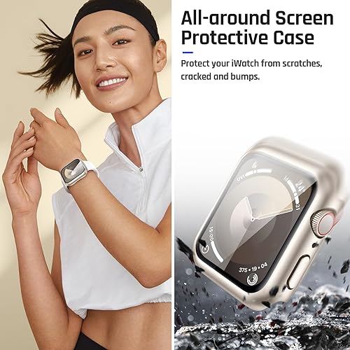 Miniatura 5 de Goton Funda impermeable compatible con Apple Watch de 1.57 pulgadas, SE Series 6 5 4 con protector de pantalla de vidrio templado, iWatch funda