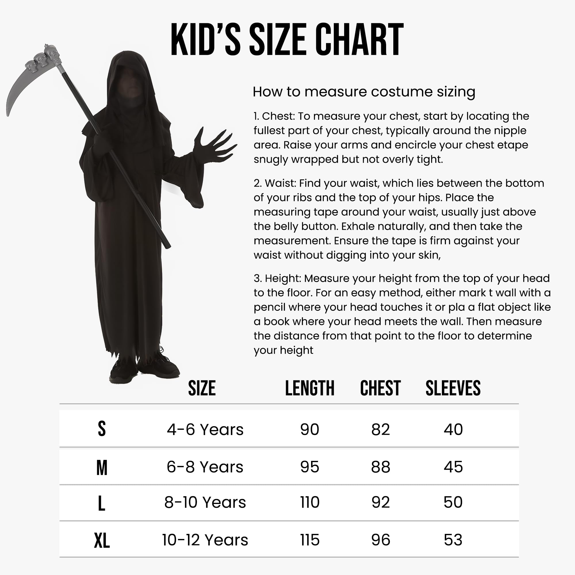 My Illusions Boys Phantom Reaper Costume Kids Scary Halloween Grim Reaper Fancy Dress Child Outfit (Medium 6-8 Years) - Image 3