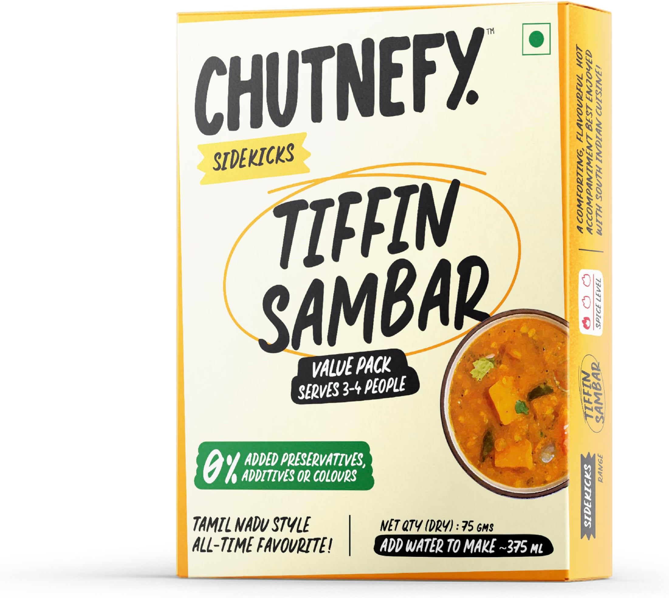 Chutnefy - Home Style Sambar for South Indian Breakfast | Each Pack Serves (5-6)| Delicious Instant & Ready-to-Eat | No Preservatives or Additives