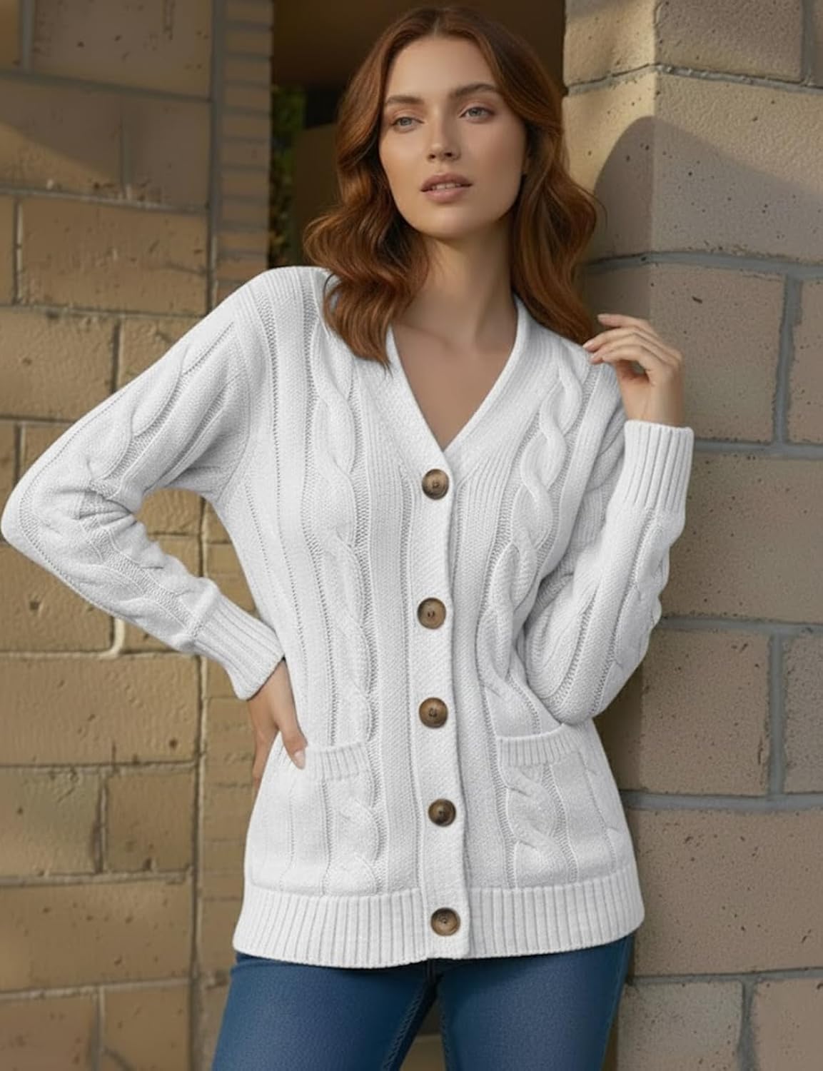 Women's Casual Slim Fit Cardigan Sweaters Long Sleeve Button Down Mid Length - Image 6