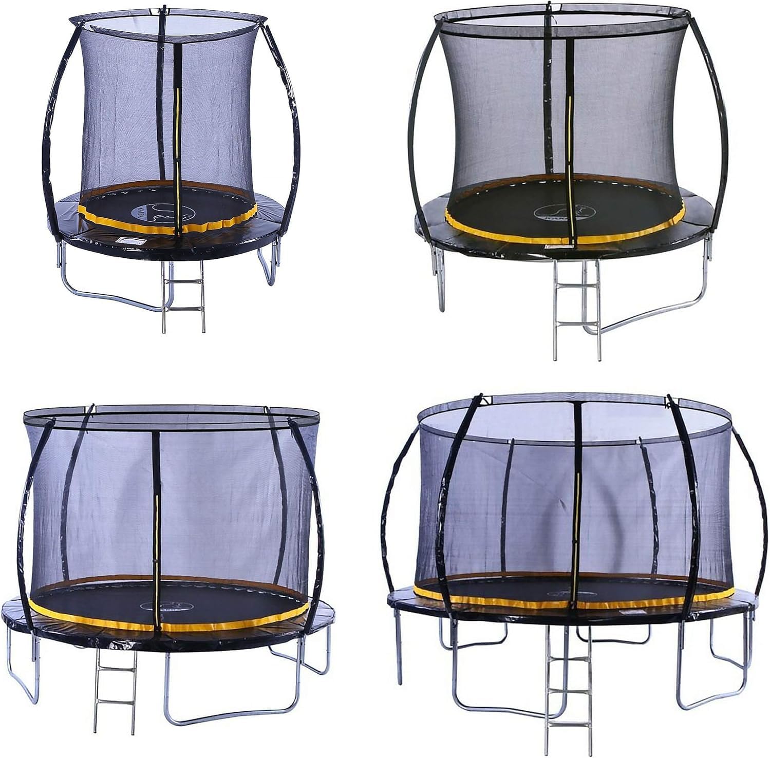 Trampoline Outdoor Round Inc Safety Enclosure Net, Ladder & Anchor Kit (Curved Shape)