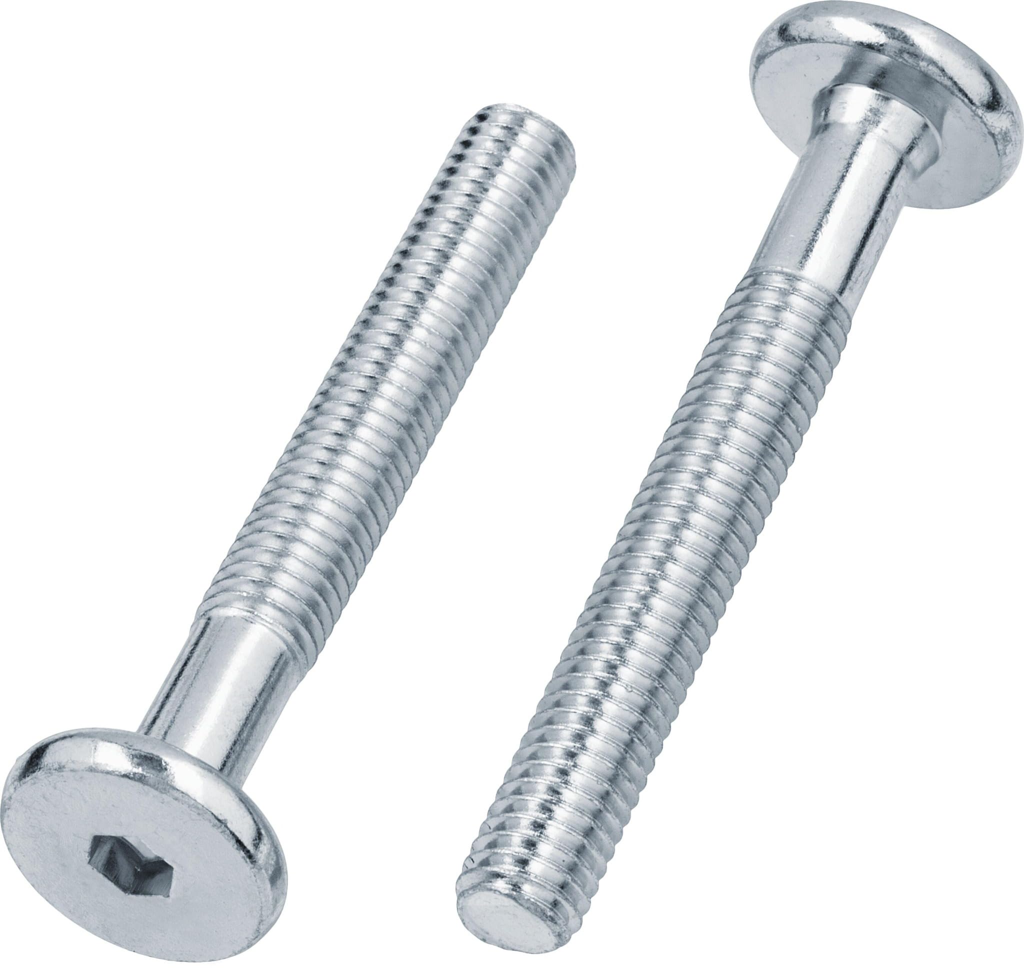 M6 (6mm x 70mm/45mm) (Pack of 100) Silver Flat Head Furniture Screw Hex Drive Socket 4.8 Zinc Plated Steel with Metric Thread Partially Threaded Bolts for Furniture Cots Beds Crib N04-05AB
