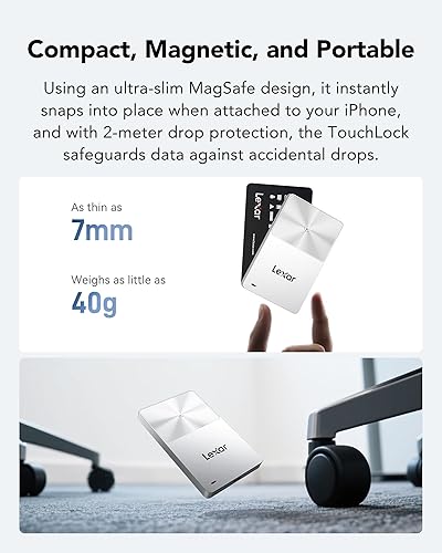 Miniatura 4 de Lexar TouchLock SSD portátil de 1 TB con autenticación de cifrado NFC de un solo toque, unidades externas de estado sólido USB 3.2 Gen2, soporte
