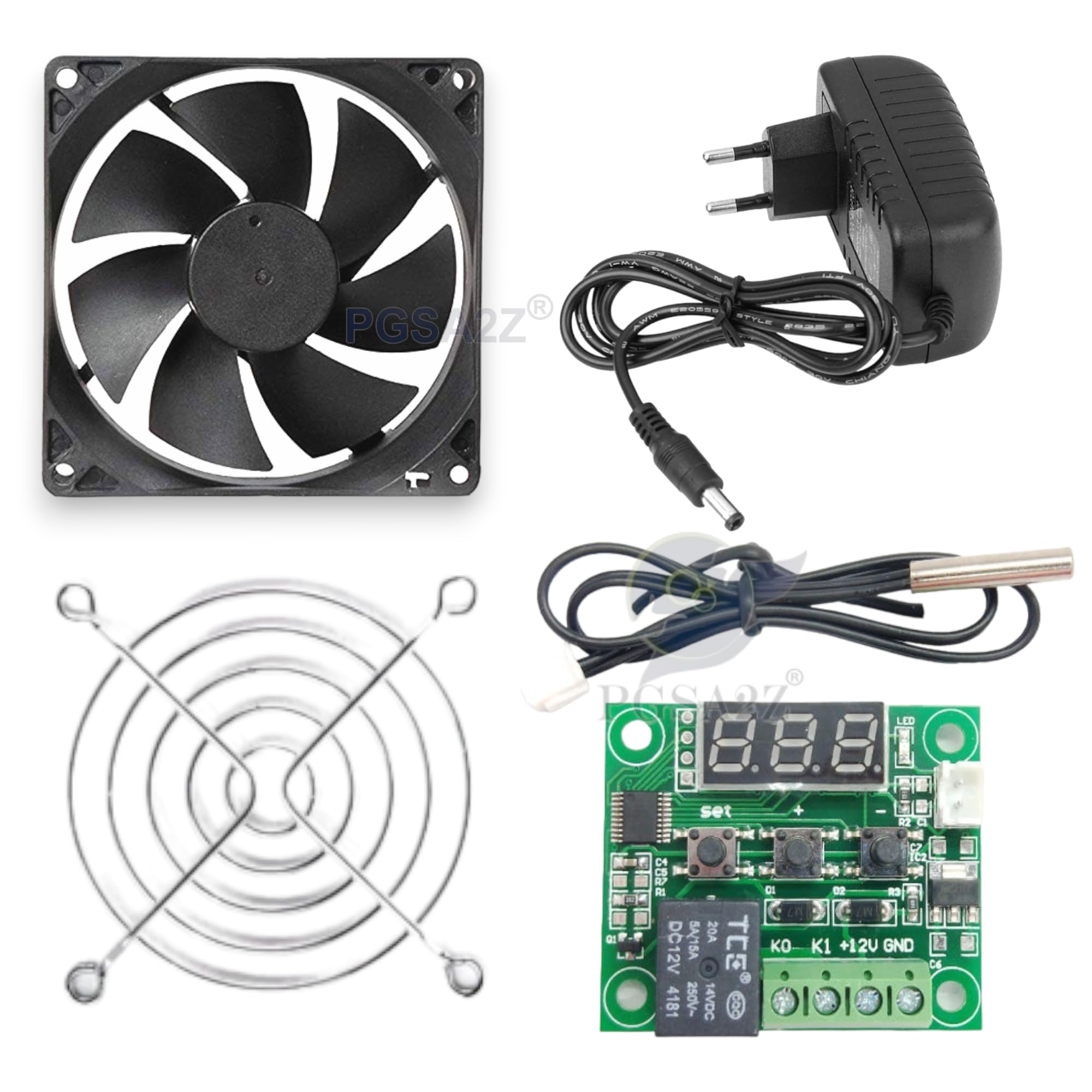 PGSA2Z 12V DC Digital Temperature Controller Board with 12v 2amp Charger, 3 Inch Fan, and Temperature Sensor - DIY Incubator Combo Kit (B0C7PNQ2QP) Amazon Price History, Amazon Price Tracker