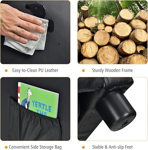 Miniatura 7 de Costzon Sillón Reclinable para Niños, Silla de Salón de Cuero PU Ajustable con Bolsillos Laterales, Reposapiés, Reposacabezas para Niños de 3-12