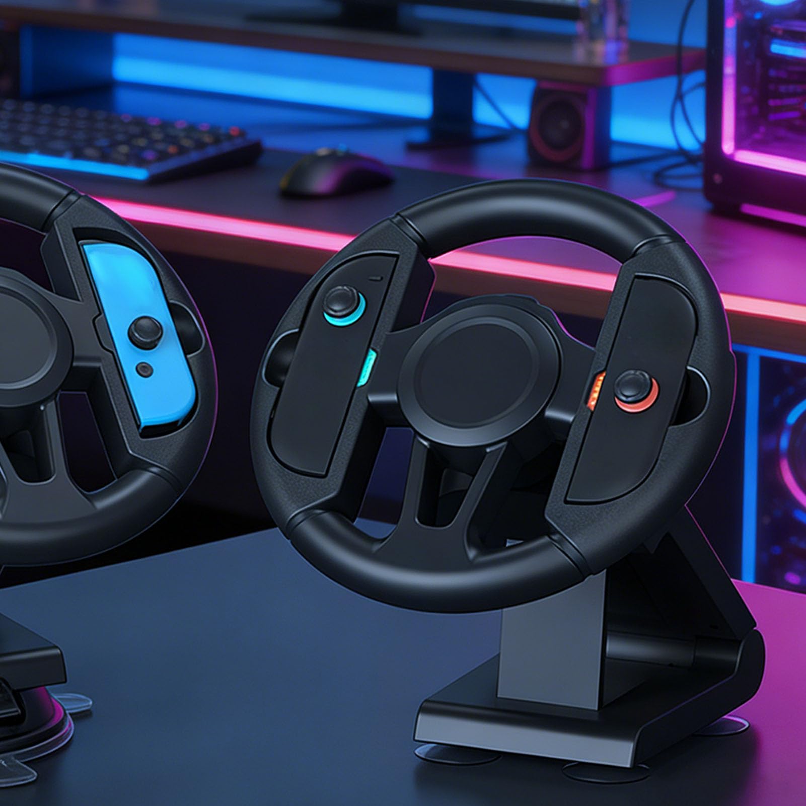EIMSOAH Remplacement de la Fixation de Table de Volant pour Manette de Jeu pour 2, Support Réglable personnalisé pour une Expérience de Course Améliorée avec Ventouses, Conception Pliable pour un