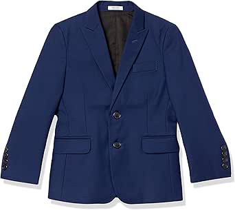 Calvin Klein Boys' Bi-Stretch Blazer Suit Jacket, 2-Button Single Breasted Closure, Buttoned Cuffs & Front Flap Pockets