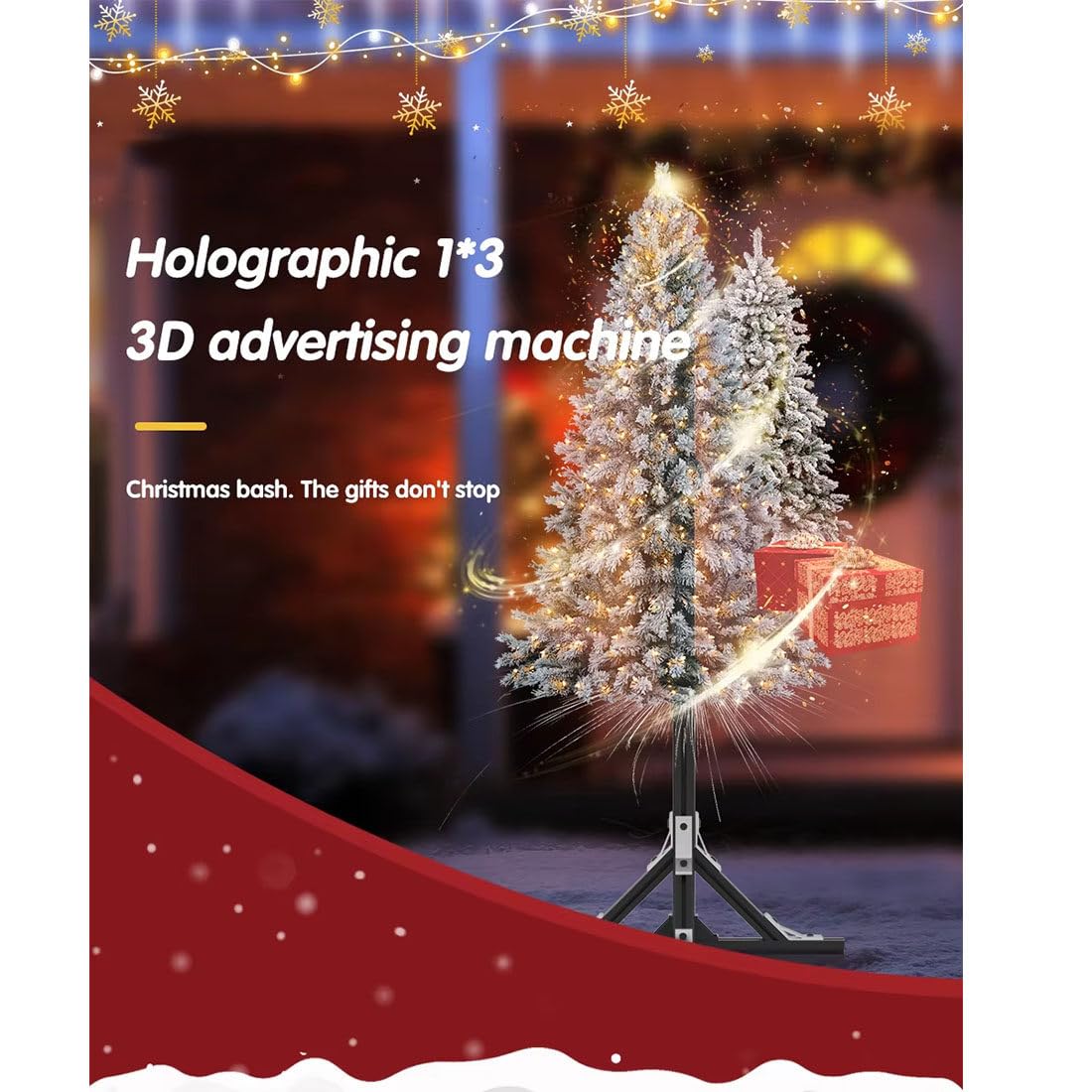 Holograficzny Projektor 3D Z Wentylatorem, Pionowa Maszyna Reklamowa Hd Z Pilotem/Wi-Fi/Bluetooth Do Dynamicznych Prezentacji Wizualnych