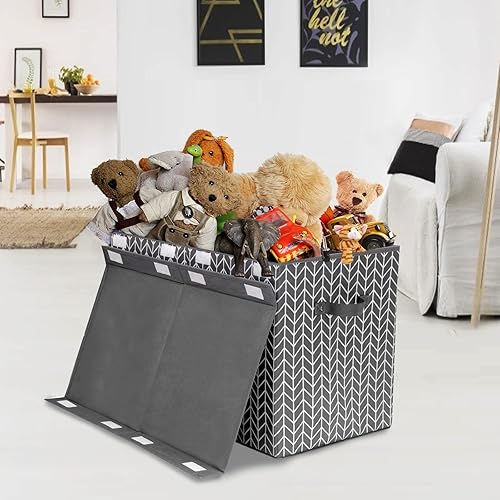 Miniatura 3 de Mayniu Caja de juguetes grande con tapa, organizadores de juguetes, cajas de almacenamiento con asas resistentes para niños, niñas, guardería, sala