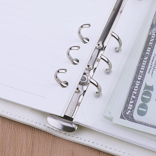 Vista 90 de Antner - Archivador de piel sintética con 6 anillos, para papel de tamaño A6, agenda personal con hojas sueltas y cubierta con cierre magnético