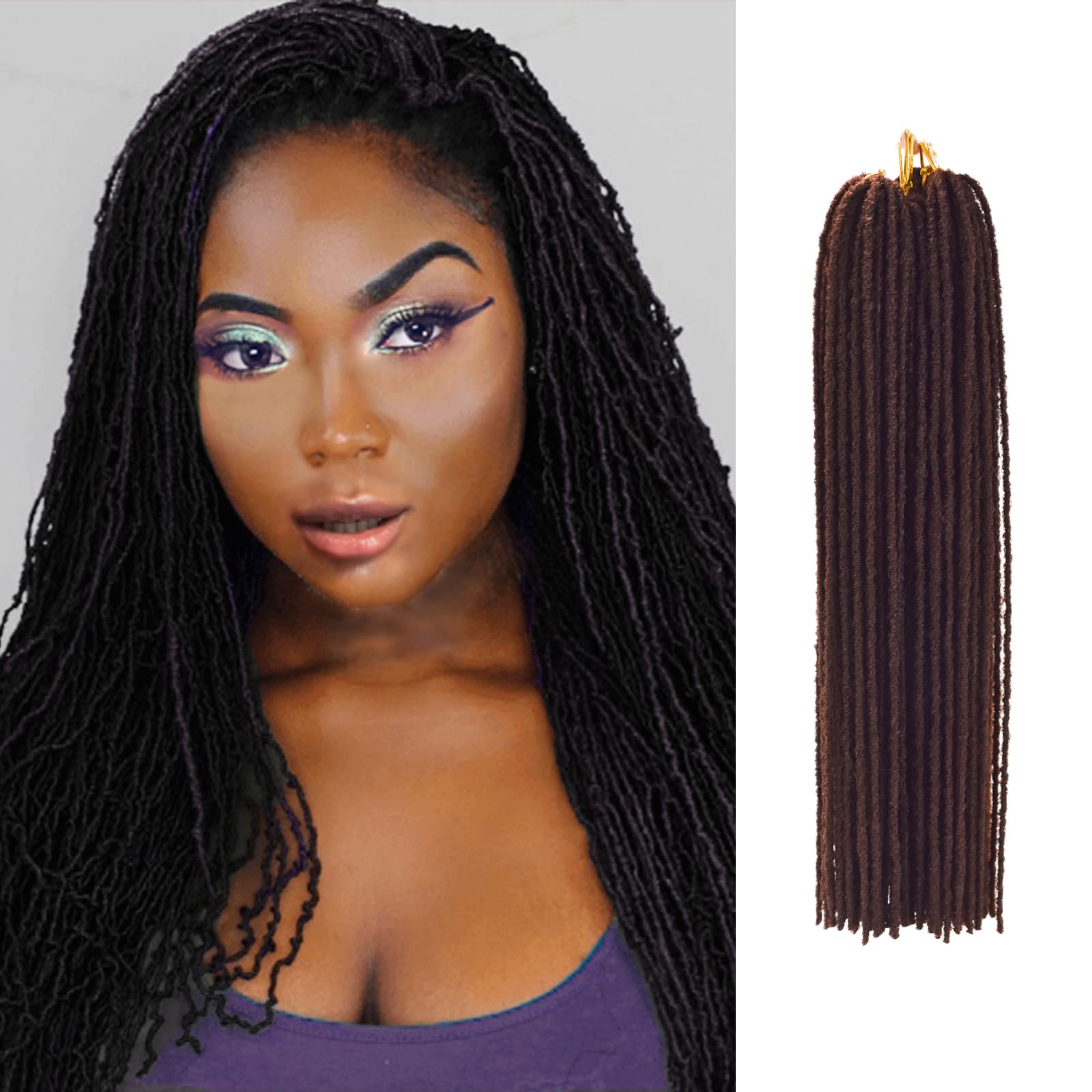 Yisimei Micro Faux Locs Crochet Hair 14inch 4 Packs Sister Locs Crochet Hair DIY Braids Straight Styles for Black Women/Men Color 33 (14" 4Packs, 33#)