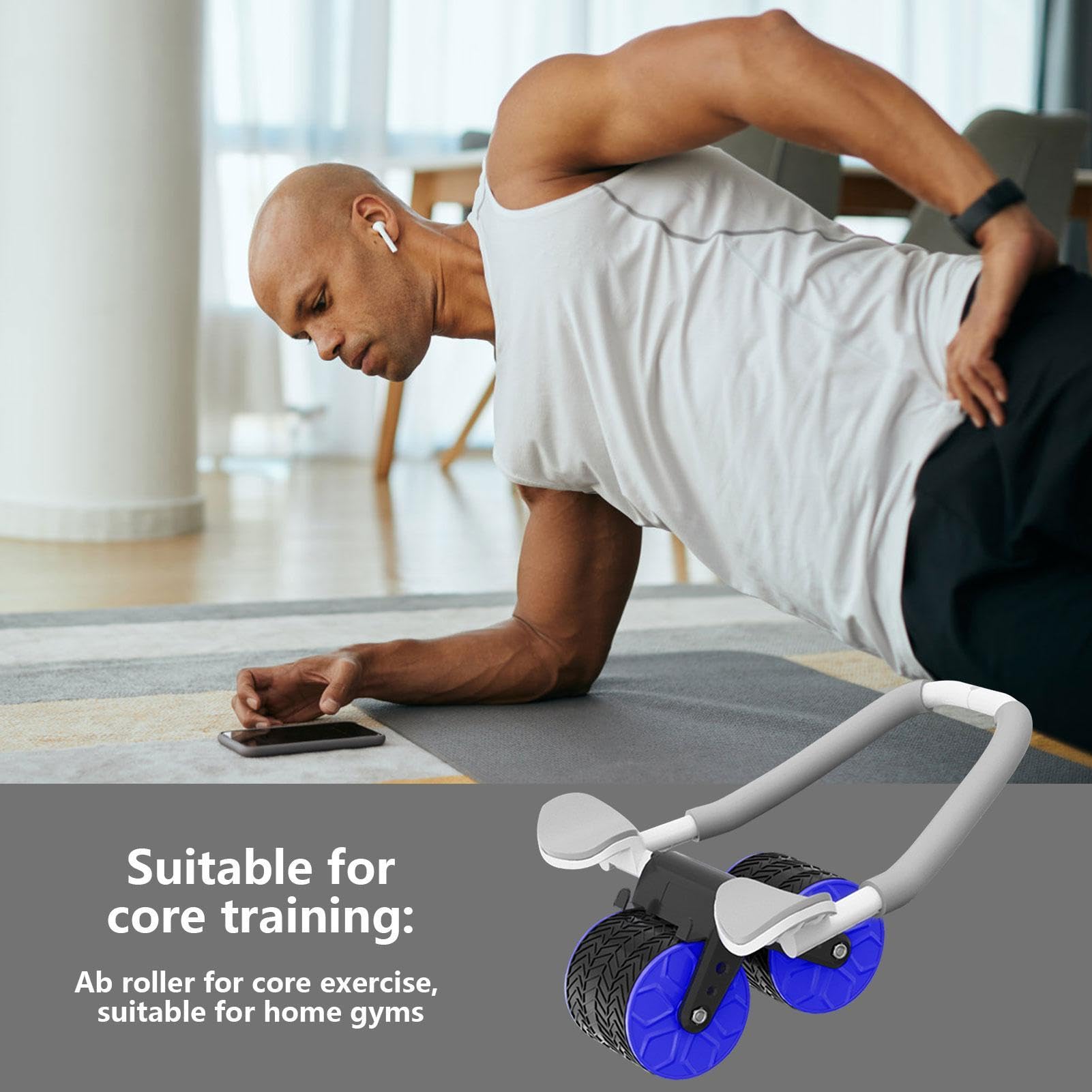 Bauchroller, Bauchroller, Bauchroller, Bauchroller, Ab-Roller, rutschfestes Abs-Rollrad | Verbesserer für das Training des Kerns, Abfederung, automatisch, leise