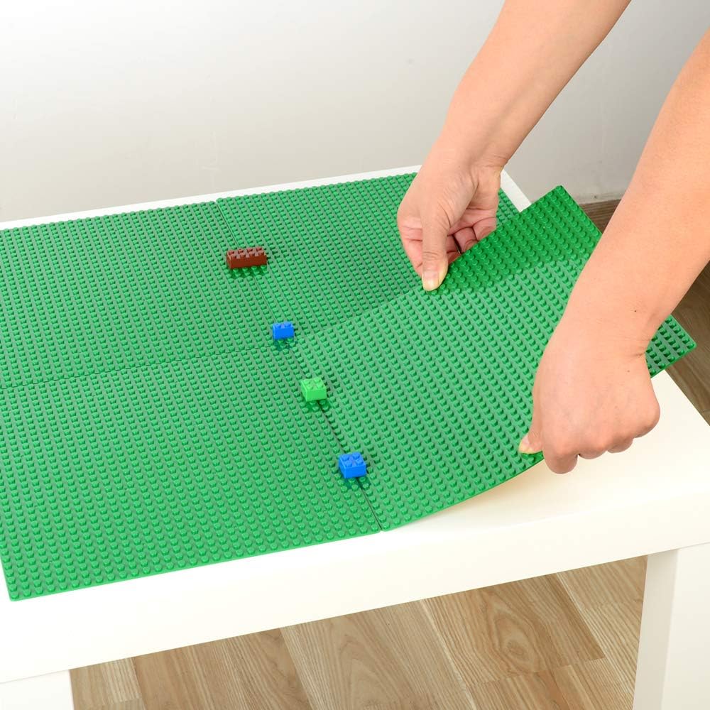 MIMAX Peel-and-Stick Baseplates, Self Adhesive Building Brick Plates, Compatible with All Major Brands - 4 Pack (10" x 10") (Green)