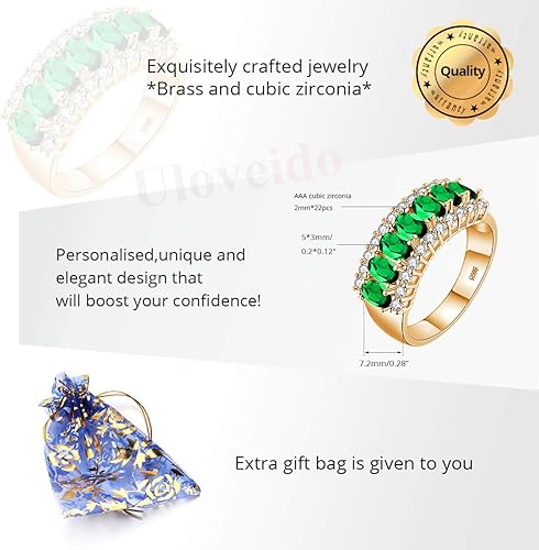 Miniatura 7 de Uloveido Hermosas mujeres 7 piedras anillo de boda ovalado circonita cúbica compromiso aniversario anillos J501