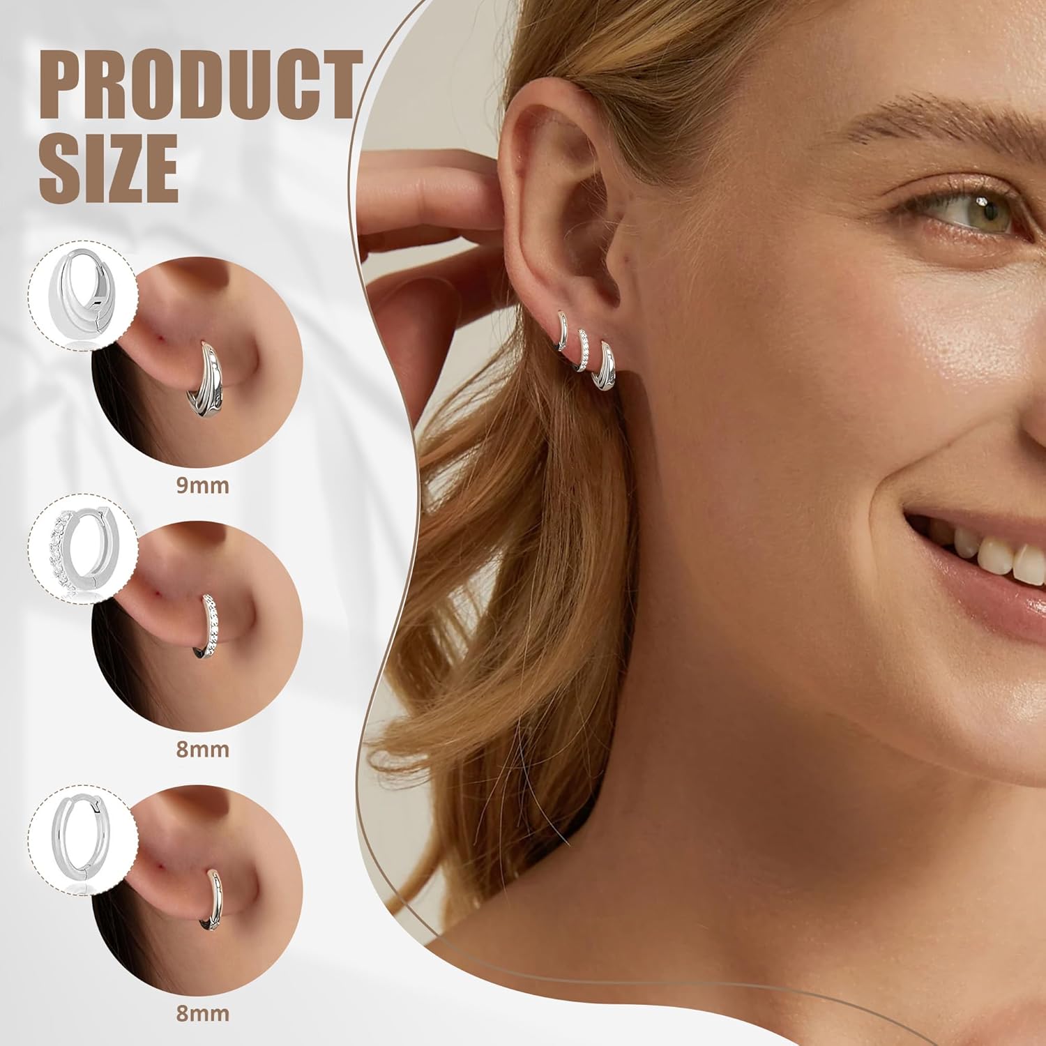 Gold Hoop Earrings For Women,14k gold Plated trendy small lightweight chunky gold/silver hoops earrings set dainty non tarnish waterproof gold/silver earrings pack stack for women - Image 2