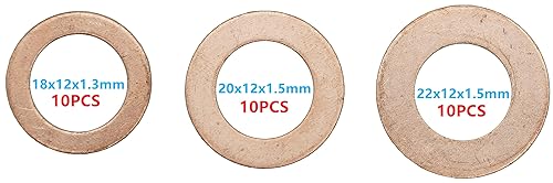 Vista 63 de 20 juntas de tapón de drenaje de aceite, arandela de cobre M16 que reemplaza a 11137546275 compatible con Mini Cooper, Cooper S, Paceman, Clubman