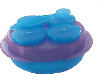 DBD Remond 210022 Babysnack - Set de 4 recipientes tamaño pequeño y cuchara, color morado/azul