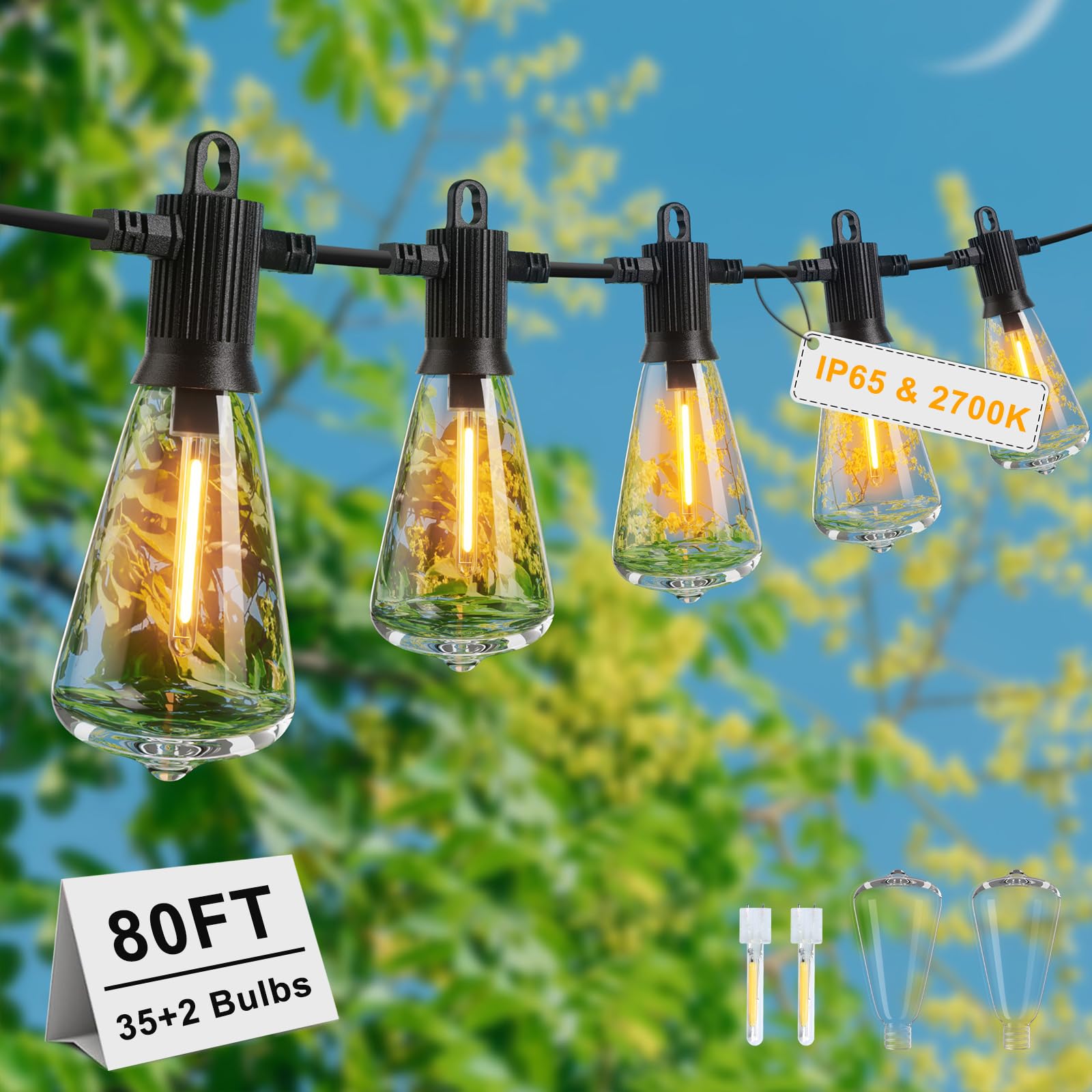 ZOTOYI 80FT Festoon Lights Outdoor Mains