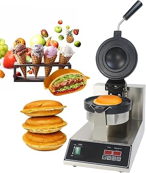 Ufo Burger Machine,Commercial Hamburger Press 1300w- Upgrade Digital Lcd Display- Adjustable Temperature 50-300C- Double-Sided Heating- Non-Stick Pan,Black
