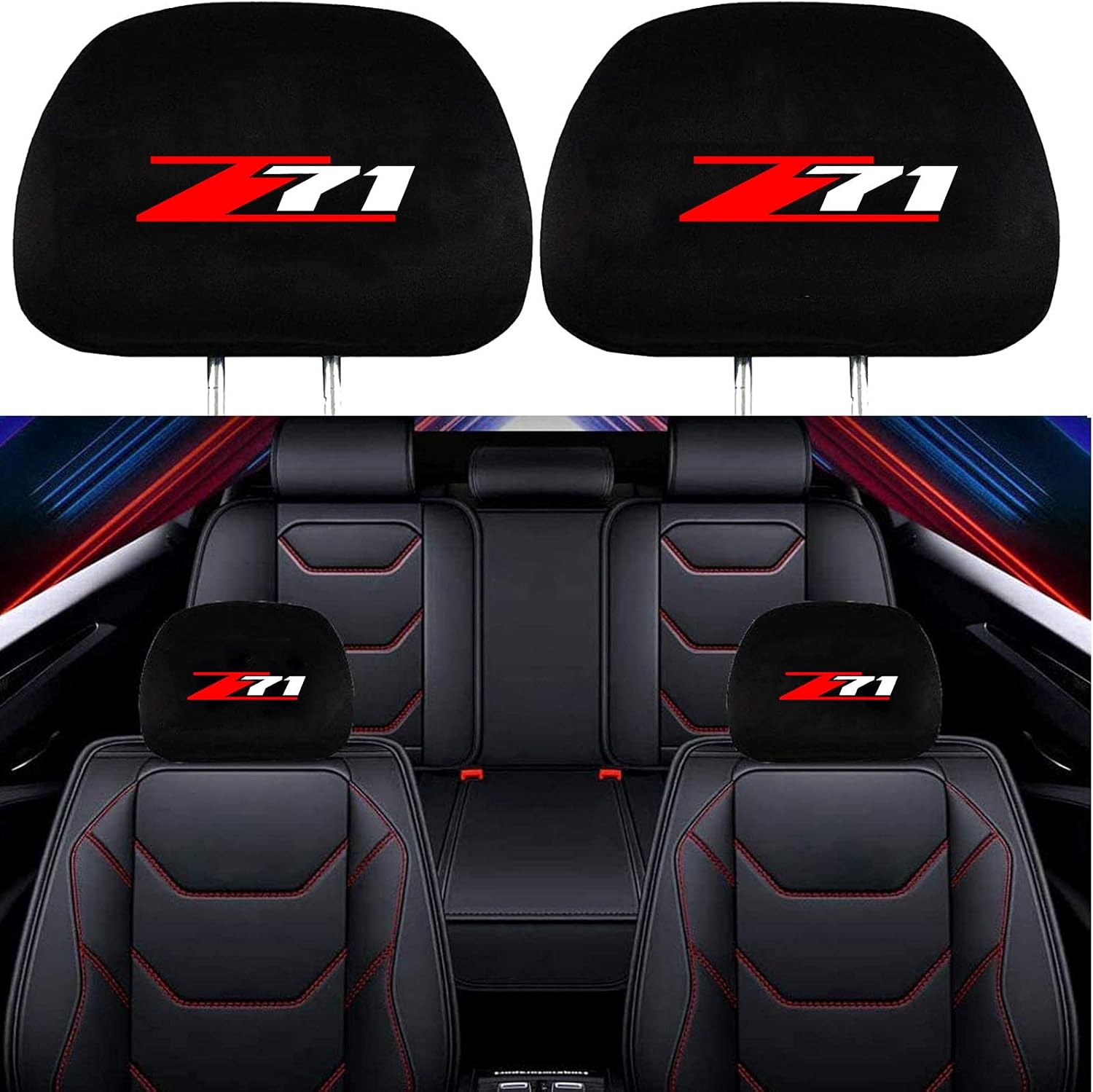 Sunyi 2 Pack Headrest Covers for Z71 Chevy Colorado Silverado 1500