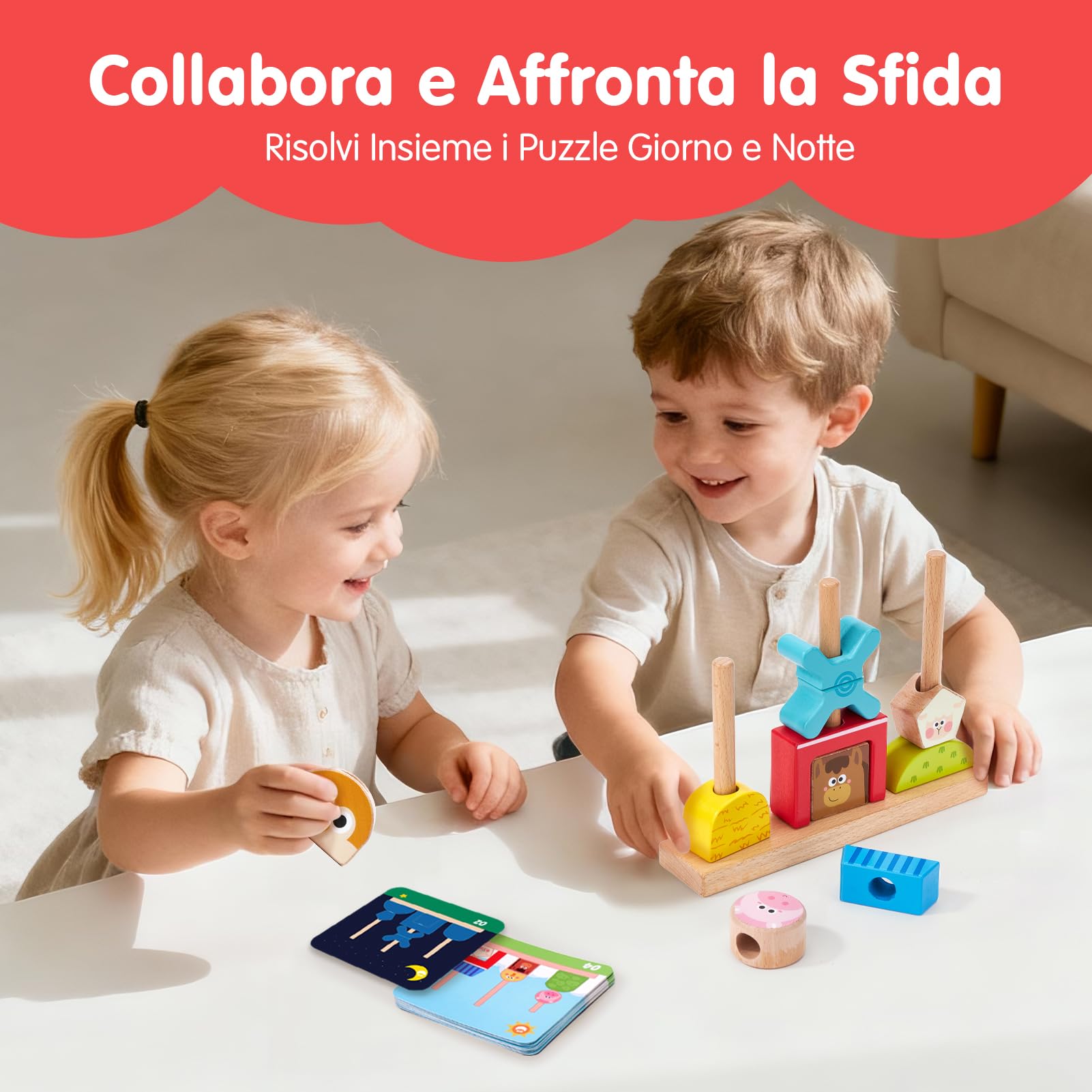 hahaland Giochi Montessori 1 Anno, Fattoria Giochi Legno Bambini da Impilare e Ordinare, Gioco Educativi Interattivo Regalo Bimbo Bimba 1 2 3 Anni
