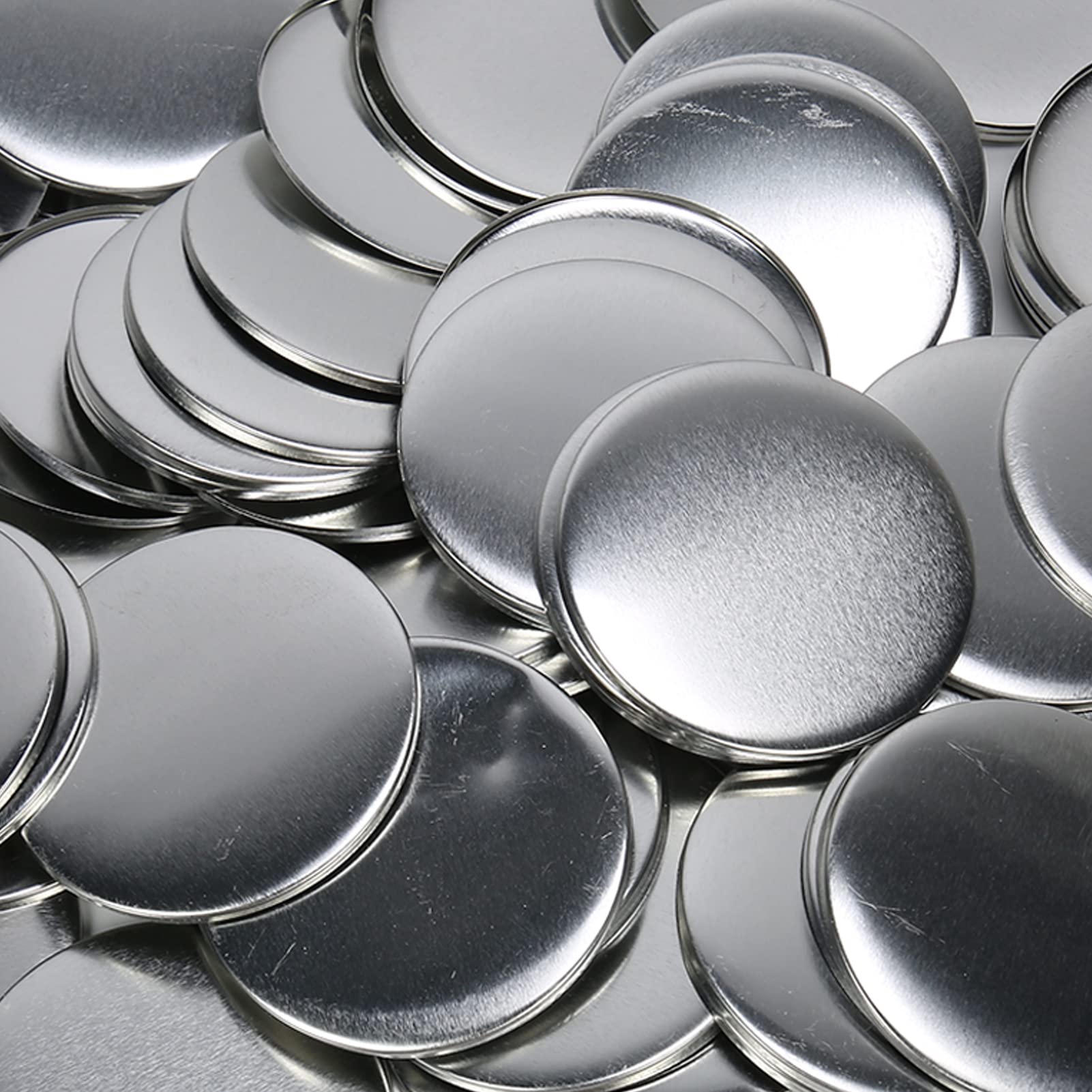 Blank Button Badge Sets, 75MM Runde Metallknöpfe mit glänzender Oberfläche, 100 Sets Zubehör für Button Maker, Basteln Geschenke für Schule Büro Party (75MM)
