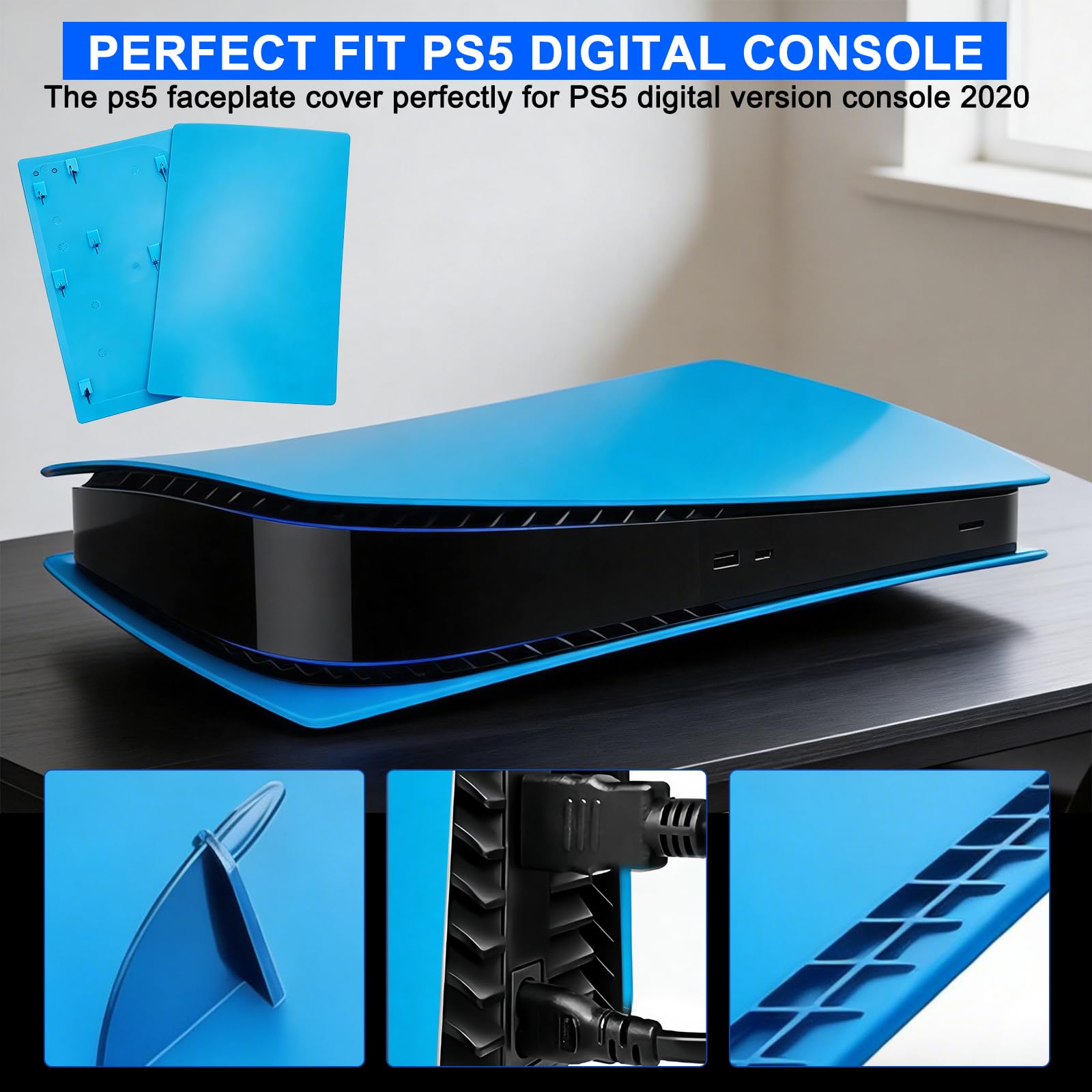 arVin Piastra di ricambio laterale per PS5, copertura di ricambio per console PS5 versione Digatal, accessori antipolvere per console PS5, custodia in ABS (blu stella, versione digitale)