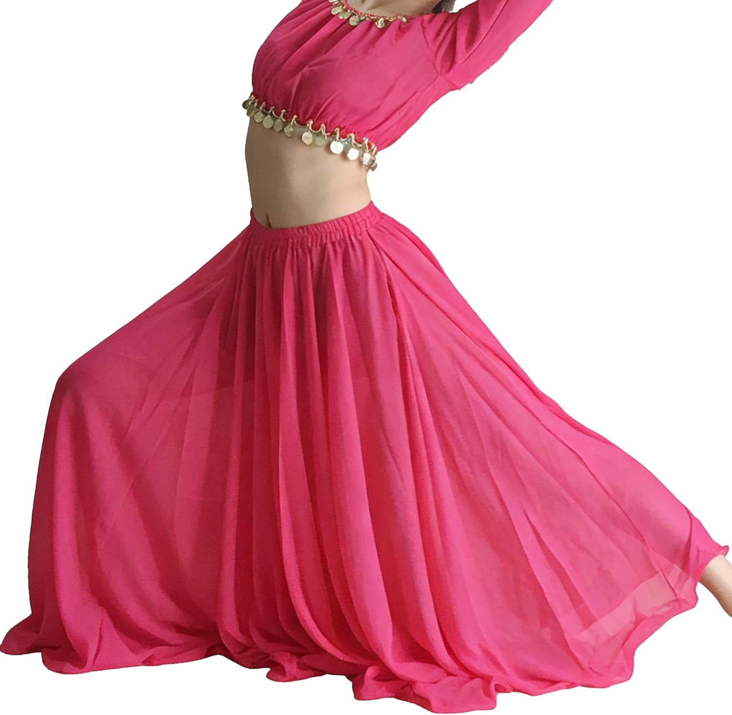 Wuchieal Women's Belly Dance Skirts Tribal Chiffon Full Skirts,Praise Dance Skirt,Mexican Skirt - Image 2
