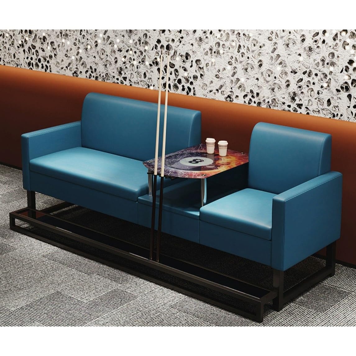 KIBONCY Modular Restaurant Booth Seating Set, Multi-Size & Color, with Coffee Table & Divider, for Cafe, Bar, Gaming Room(M)