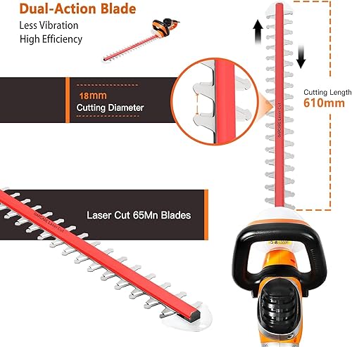 Miniatura 3 de GARCARE Cortadora eléctrica de doble acción con cable de 4 amperios y 24 pulgadas, recortadora eléctrica de árboles, cortador de ramas, paisajismo