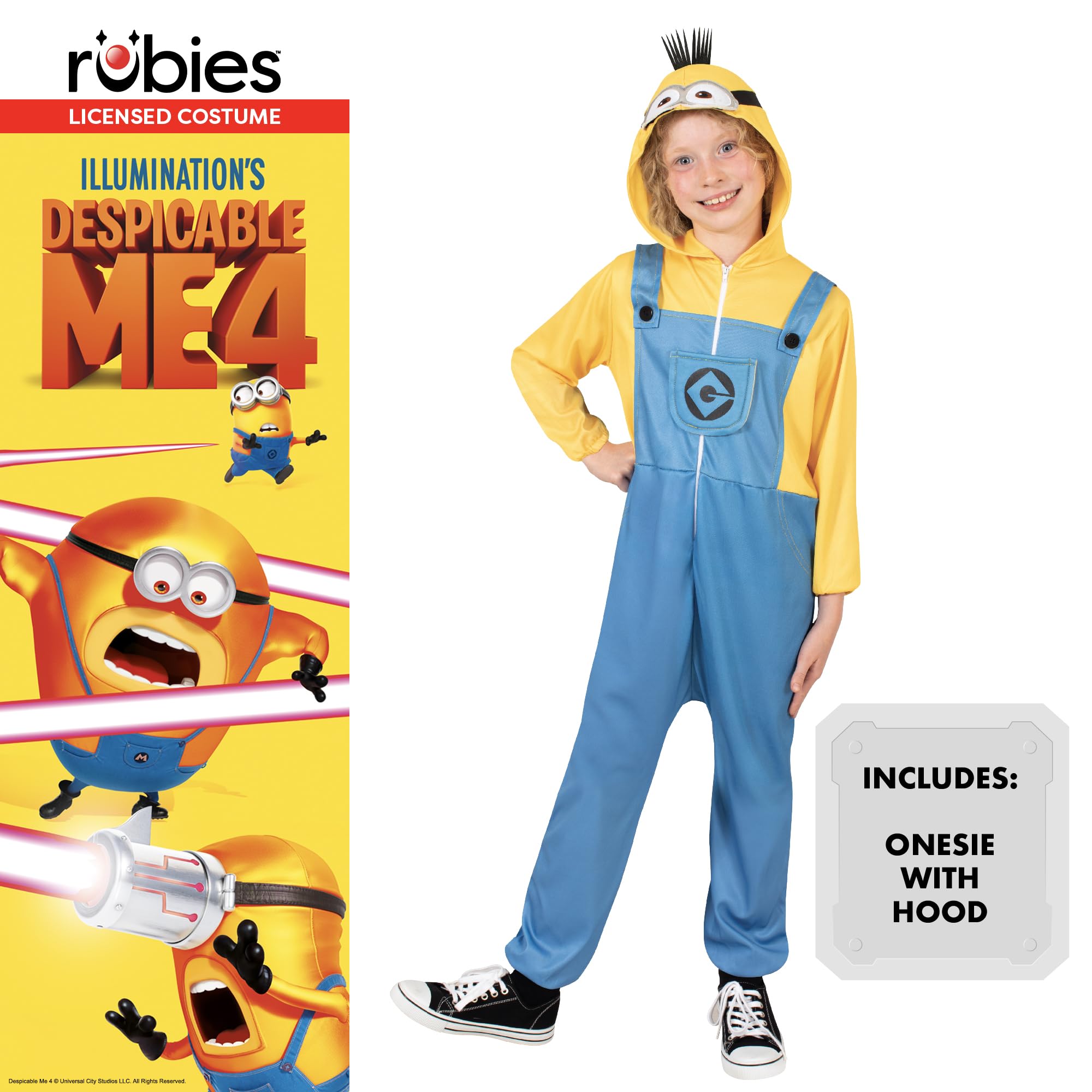 Rubies Official Illumination's Despicable Me 4, Minion Tim Child Onesie, Kids Fancy Dress, Size Extra Small Halloween - Image 2