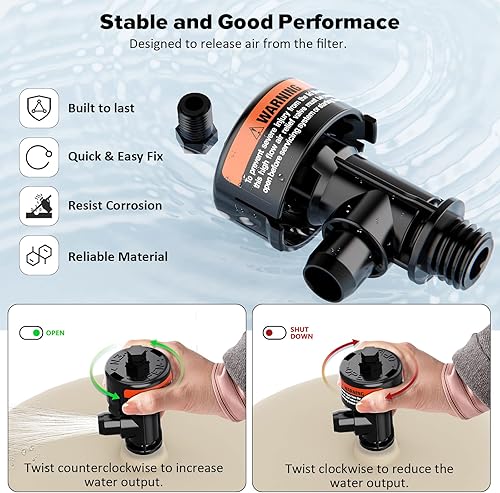 Miniatura 5 de 98209803 Reemplazo manual de válvula de alivio de aire de alto flujo para filtros Pentair de piscina y spa, válvula de alivio de aire de filtro de