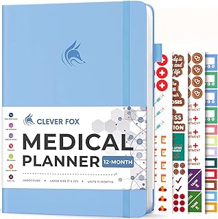 Clever Fox Large Medical Planner 12-Month – Medical Notebook, Health Diary, Wellness Journal to Track Health – 12 Months, 7x10.5″ (Light Blue)
