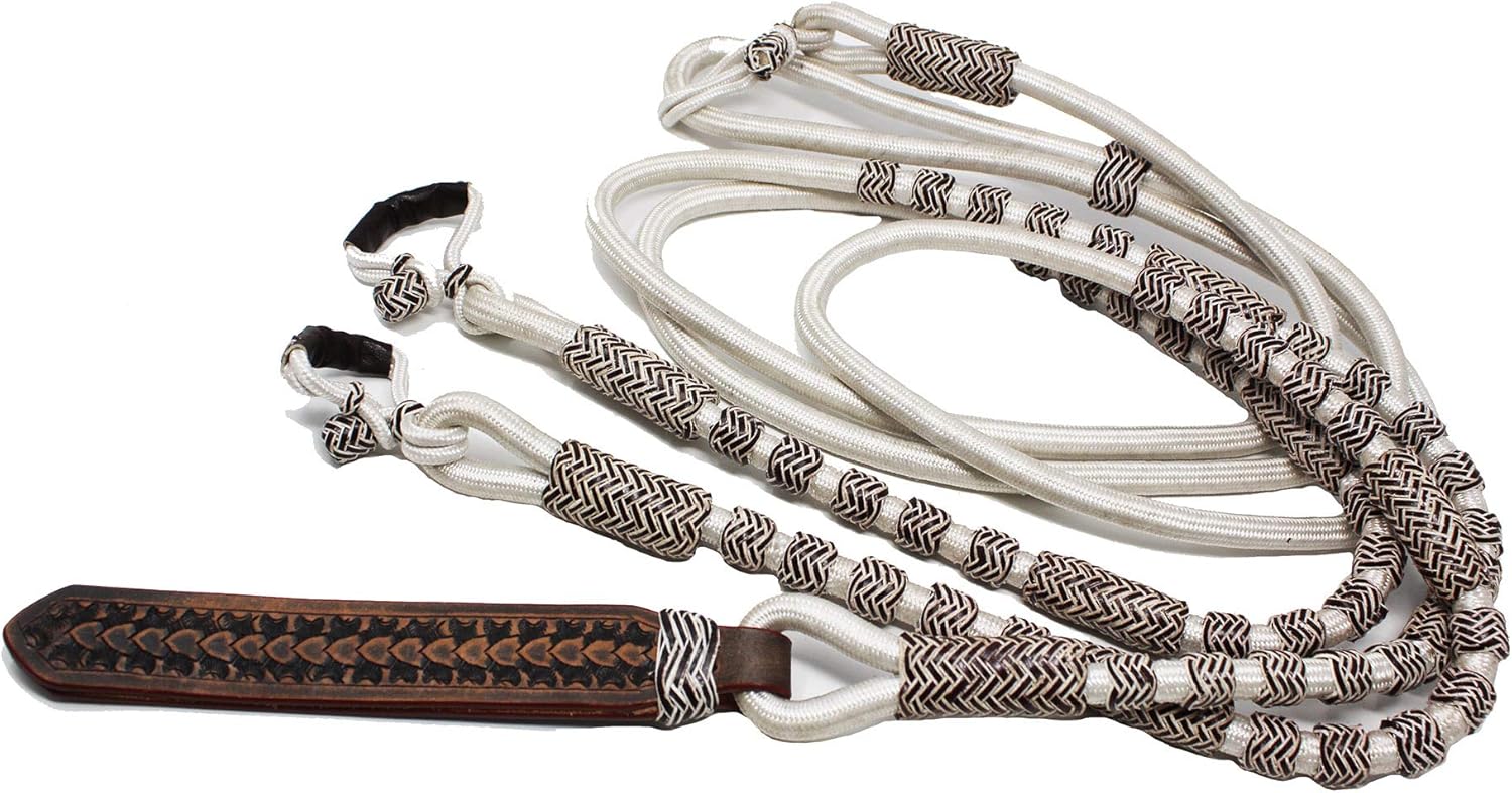 CHALLENGER Braided Rawhide Nylon Romel Rommel Western Horse Reins Popper 60760