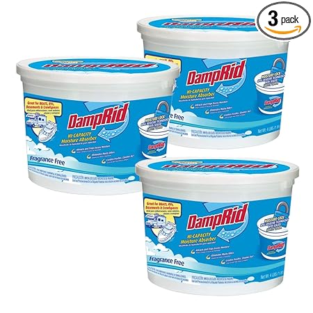DampRid FG50T Hi-Capacity Moisture Absorber, 4-Pound Tub, Pack of 3